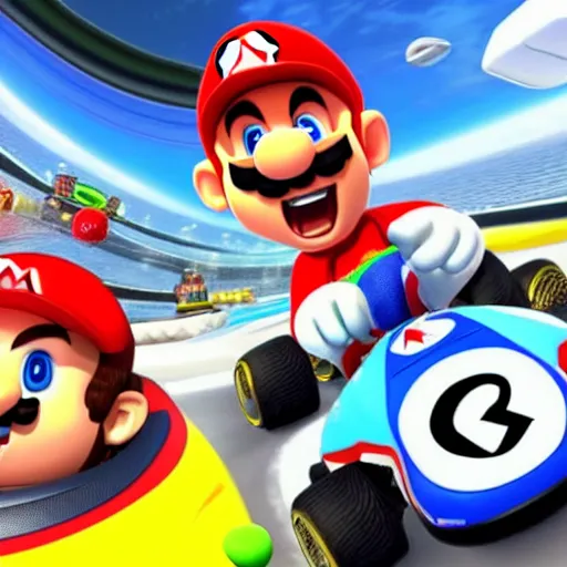 Image similar to obama racing in mario kart 8