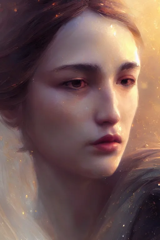 Image similar to greek goddess of ai art, close - up portrait, powerfull, intricate, elegant, volumetric lighting, scenery, digital painting, highly detailed, artstation, sharp focus, illustration, concept art, ruan jia, steve mccurry