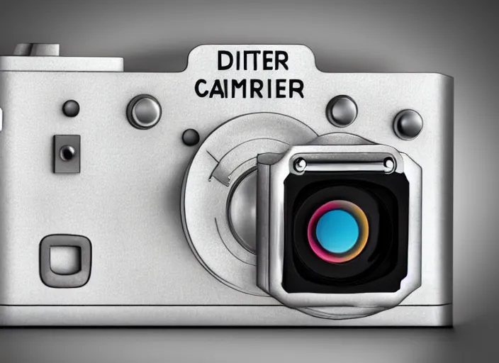 Prompt: modern camera designed by Dieter Rams, front view, photoshop concept, digital art, illustration