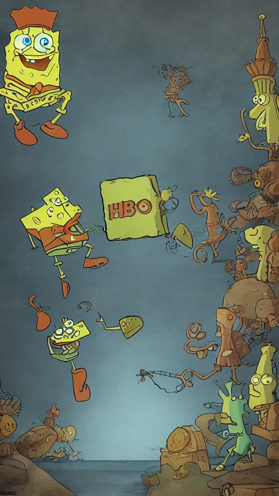 Image similar to hbo's oz starring spongebob, trending on artstation