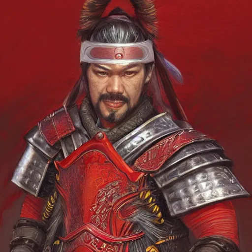 Image similar to samurai warrior with red armor as a d&d character, portrait art by Donato Giancola and James Gurney, digital art, trending on artstation