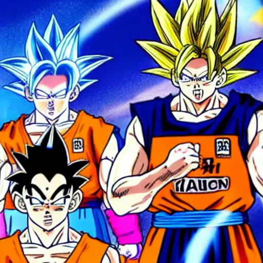Image similar to A still of Jean-Luc Mélenchon as a character in Dragon Ball Z