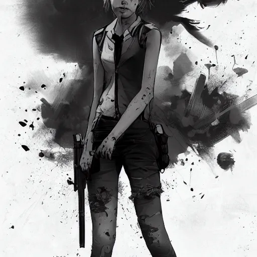 Image similar to carley walking dead game telltale, gigachad black and white trending on artstation, painted by greg rutkowski