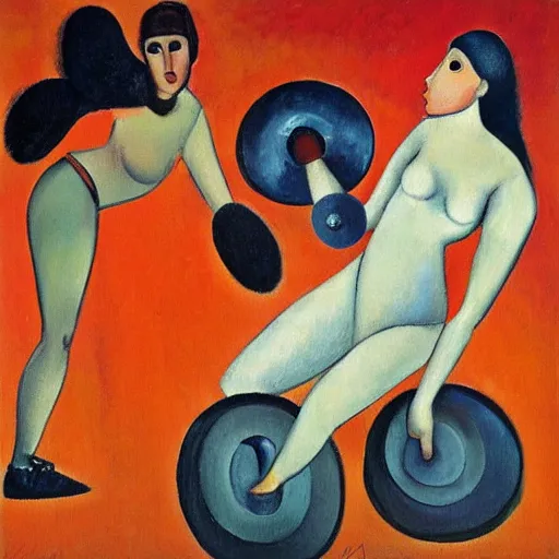 Image similar to oil canvas roller derby match by modigliani