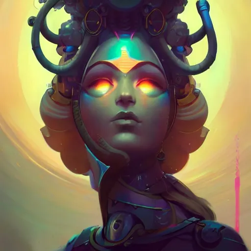 Prompt: portrait of a nubile cybernetic shiva, art by pete mohrbacher and guweiz and ilya kuvshinov, digital art, highly detailed, intricate, sci - fi, sharp focus, trending on artstation hq, deviantart, unreal engine 5, 4 k uhd image