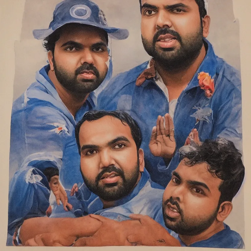 Image similar to portrait of rohit sharma as a pimp, ultra realistic, highly detailed, canon 3 5 mm photography