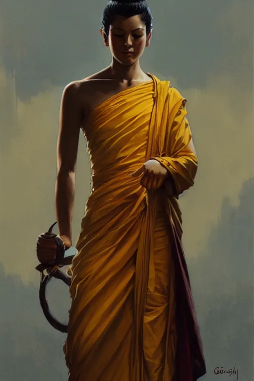 Image similar to buddhism, guard, painting by greg rutkowski, j. c. leyendecker, artgerm