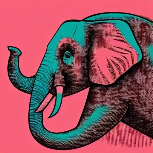 Prompt: a closeup of an elephant wearing shades, in retro colors, synthwave style, 2 d digital vector art