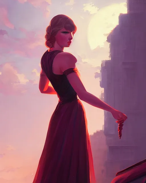 Image similar to portrait of taylor swift as an elegant renaissance goddess, in gta v, stephen bliss, unreal engine, by greg rutkowski, loish, rhads, makoto shinkai and lois van baarle, ilya kuvshinov, rossdraws, global illumination, radiant light, detailed and intricate environment