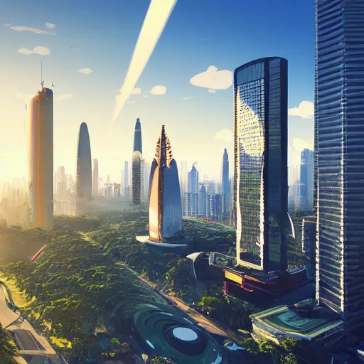 Image similar to futuristic sao paulo, 4 k, sunny day, art by terraform studio, art by ryan woodhouse