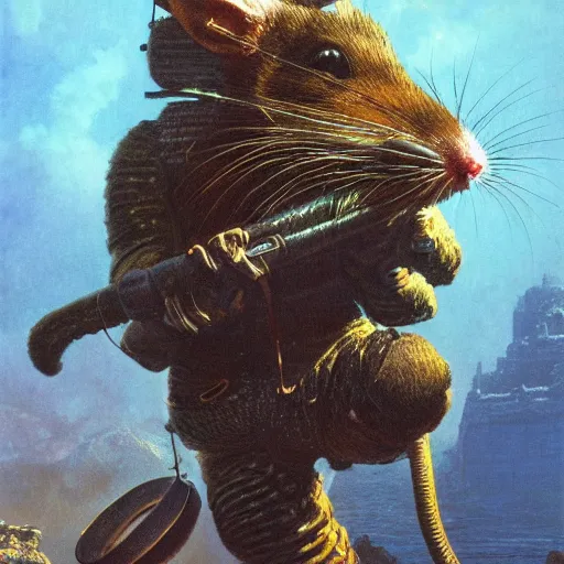 Prompt: rat in protective suit, Bruce Pennington, beautiful lighting, sharp, details, hyper-detailed, HD, HDR, 4K, 8K