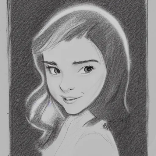 Image similar to milt kahl pencil sketch of chloe grace moretz as snow white