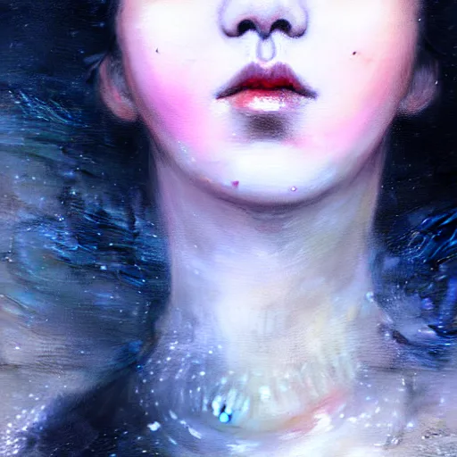 Image similar to jisoo of blackpink, hyperrealistic portrait, bladerunner street, by karol bak and agnes cecile, fantasy art, photo realistic, dynamic lighting, artstation, poster, volumetric lighting, very detailed face, intricate complexity, rule of thirds, 8 k, award winning