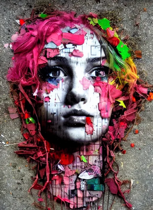 Image similar to a portrait of a pretty sewer punk young lady by artur bordalo