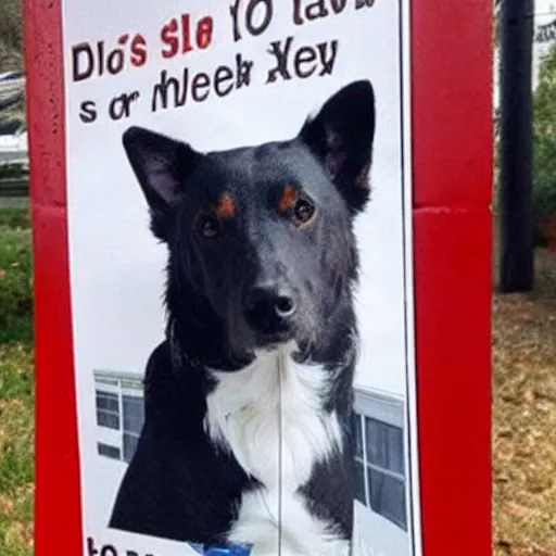 Image similar to missing dog poster stapled to telephone pole