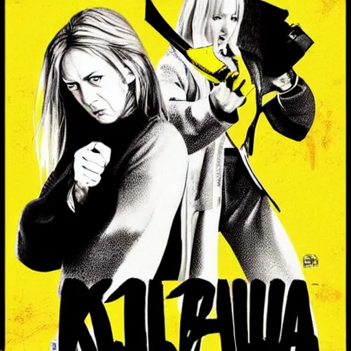 Prompt: kill bill movie poster by tarantino and artgem