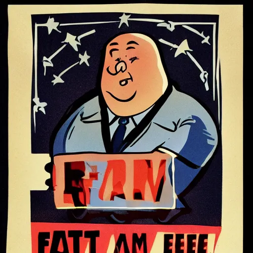 Image similar to fat man we respect you a lot fat man, snake oil CMO