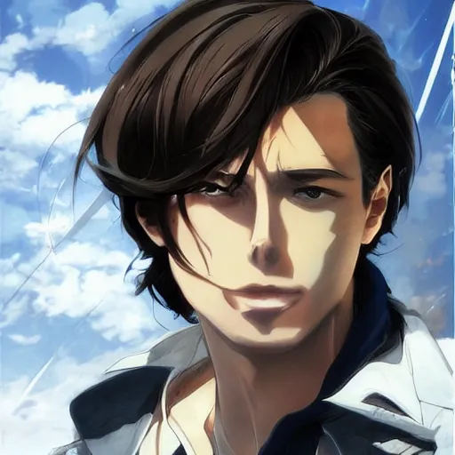 Prompt: An anime portrait of Alain Delon, by Stanley Artgerm Lau, WLOP, Rossdraws, James Jean, Andrei Riabovitchev, Marc Simonetti, and Sakimichan, tranding on artstation with a blend of manga-style art, augmented with vibrant composition and color, all filtered through a cybernetic lens, studio lighting, lit by flashing pixel light