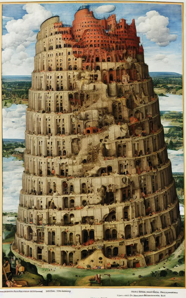 Image similar to a cutaway view of the tower of babel by pieter breugel the elder