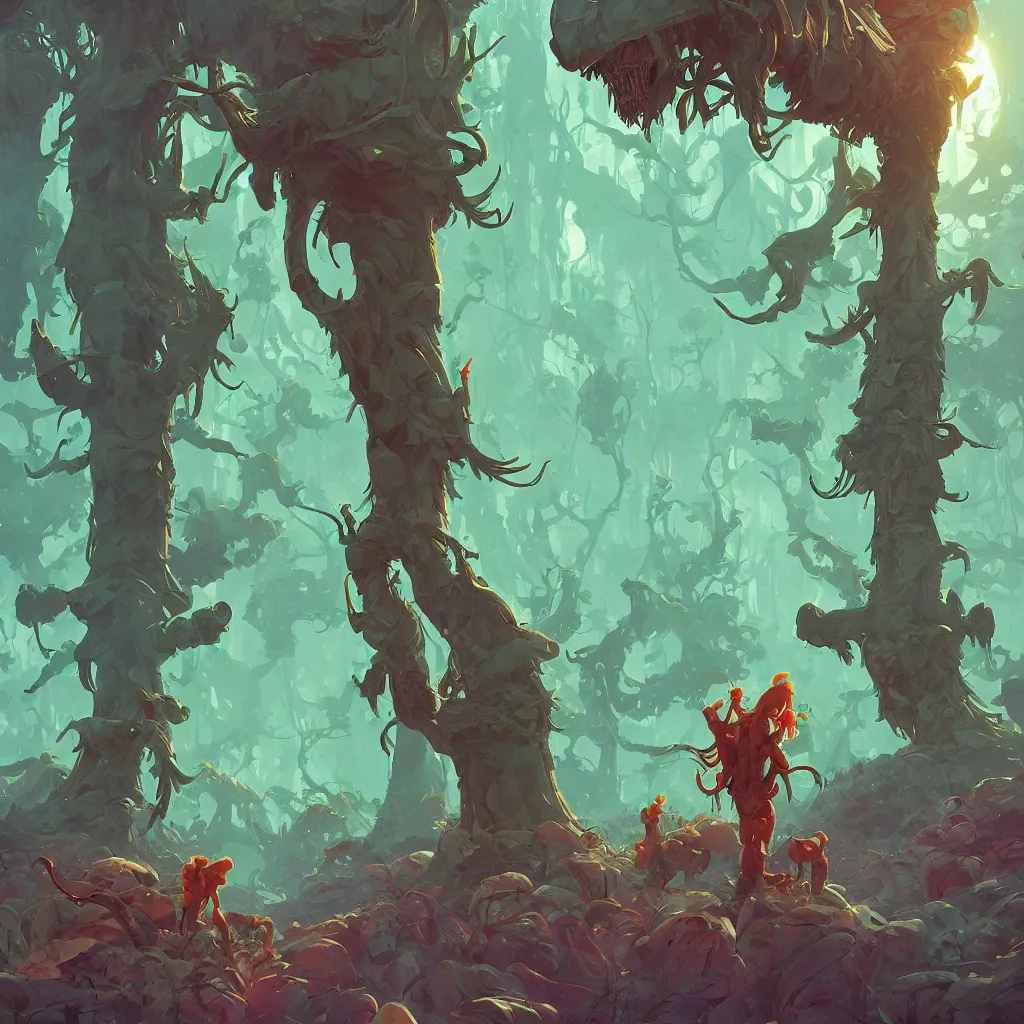 Prompt: alien forest background stylized, official fanart behance hd artstation by jesper ejsing, by rhads, makoto shinkai and lois van baarle, ilya kuvshinov, ossdraws, by feng zhu and loish and laurie greasley, victo ngai, andreas rocha, john harris