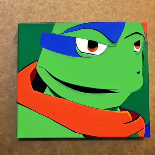 Prompt: a Acrylic on canvas image, in the style of a pixar animation of Raphael from teenage mutant ninja turtles.