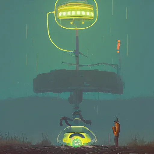 Prompt: all glory to the hypnotoad, by simon stalenhag