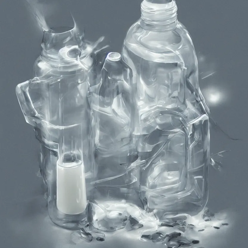 Image similar to concept art of a porsche white liquid dietary supplement in a transparent bottle with big black sticker on it, by aenaluck, artgerm and roberto ferri and greg rutkowski, light blue and white tones, digital painting, artstation, concept art, smooth, sharp foccus ilustration hq