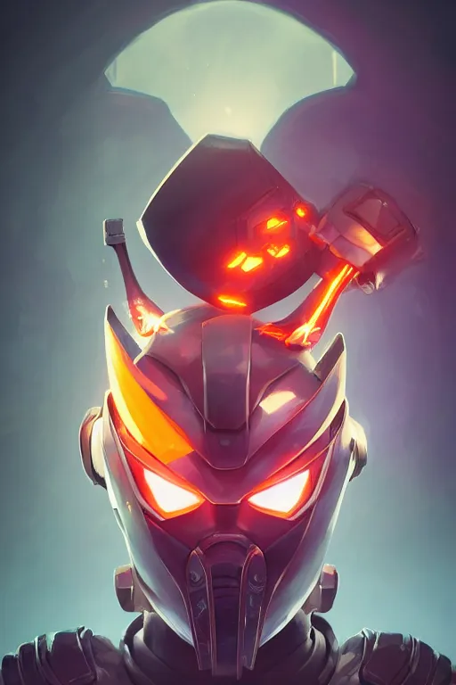 Image similar to epic mask helmet robot ninja portrait stylized as fornite style game design fanart by concept artist gervasio canda, behance hd by jesper ejsing, by rhads, makoto shinkai and lois van baarle, ilya kuvshinov, rossdraws global illumination radiating a glowing aura global illumination ray tracing hdr render in unreal engine 5