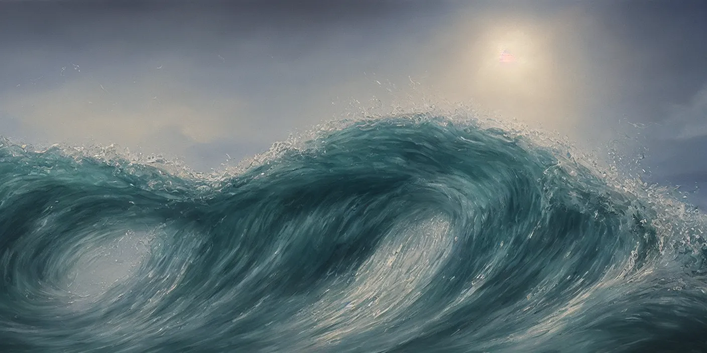 Image similar to a wave, cinematic lighting, detailed oil painting, hyperrealistic, 8k