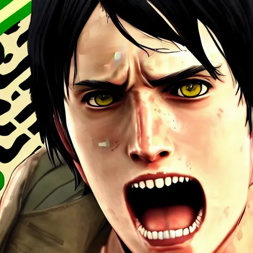 Prompt: eren yeager in gta v loading screen art