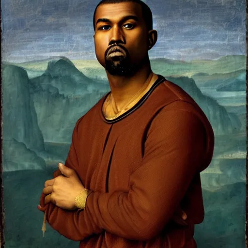 Image similar to A Renaissance portrait painting of Kanye West