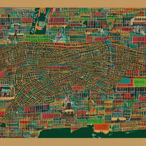 Prompt: map of lagos by fela kuti