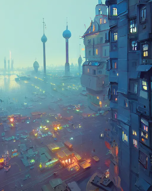 Prompt: painting of kiev city, ukraine, detailed, by simon stalenhag, cory loftis, james gilleard, atey ghailan, makoto shinkai, goro fujita, studio ghibli, rim light, exquisite lighting, clear focus, very coherent, plain background, soft painting