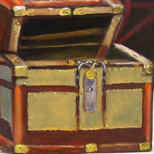 Prompt: stabilityai and openai keeping the secret model inside a treasure chest, oil canvas