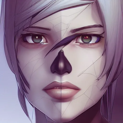 Prompt: infernal sniper, androgynous, beautiful, detailed symmetrical close up portrait, intricate complexity, in the style of artgerm and ilya kuvshinov, cel shaded