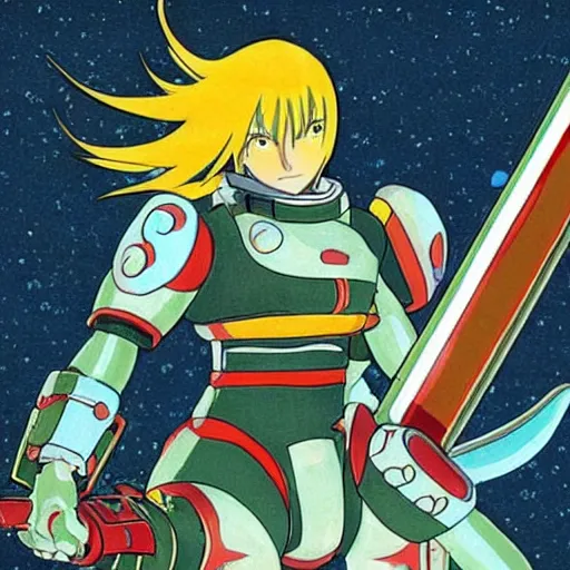 Image similar to Samus Aran depicted as a Samurai in the style of a Studio Ghibli movie