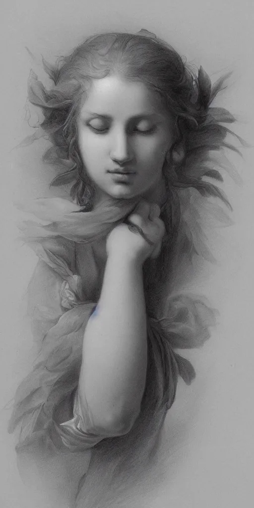 Image similar to highly detailed beautiful photography of flower, sharp focus, dramatic, dynamic, lighting, elegant, blue background, harmony, beauty, masterpiece, by roberto ferri, by durero, pencil draw