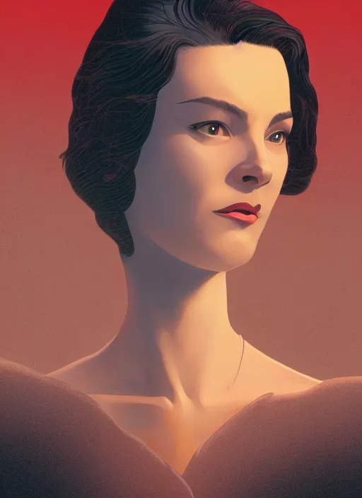 Prompt: Twin Peaks poster artwork by Michael Whelan and Tomer Hanuka, Karol Bak, Rendering of Audrey Horne, from scene from Twin Peaks, full of details, by Makoto Shinkai and thomas kinkade, Matte painting, trending on artstation and unreal engine