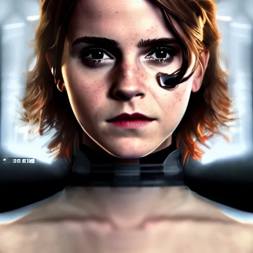 Image similar to a highly detailed matte portrait of emma watson as black widow, spy novel by tom clancy, unreal engine, volumetric lighting, exquisite detail, 8 k, art by greg rutkowski and alphonse mucha