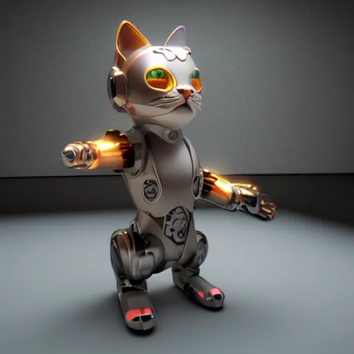 Image similar to cyborg cat from the future, octane render