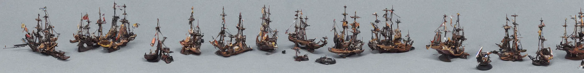 Prompt: space pirates with classic wooden ships with rockets