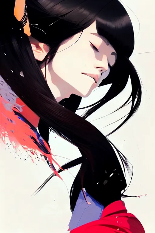 Image similar to a ultradetailed beautiful panting of a stylish woman wearing a japanese school uniform, she has black hair, by conrad roset, greg rutkowski and makoto shinkai, trending on artstation