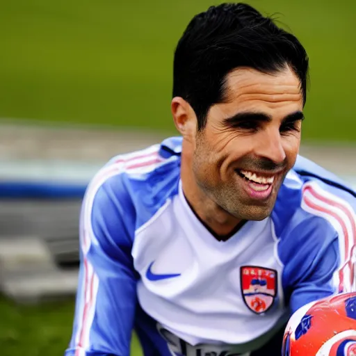 Image similar to a promo portrait of mikel arteta drooling to the camera, happy, hyper detailed, wide angle lense, fisheye, reuters