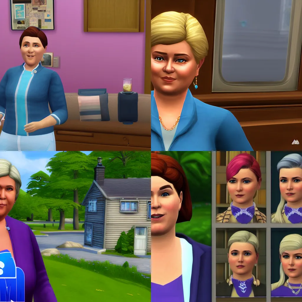 Prompt: Erna Solberg as a character in Sims 4