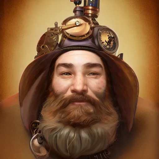 Image similar to portrait painting of a young male steampunk dwarf, highly detailed, digital painting, art by Stanley Lau and Artgerm and magali villeneuve and Alphonse Mucha, artstation, octane render, cgsociety