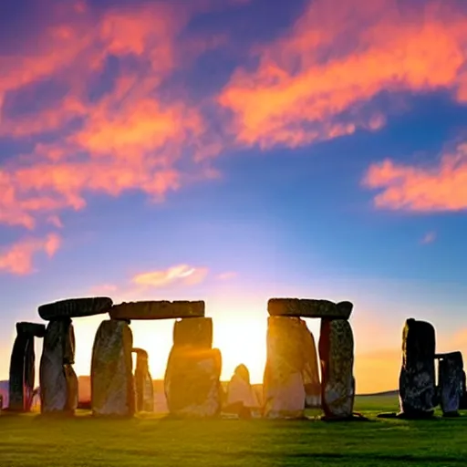 Prompt: stonehenge at sunset, professional photo