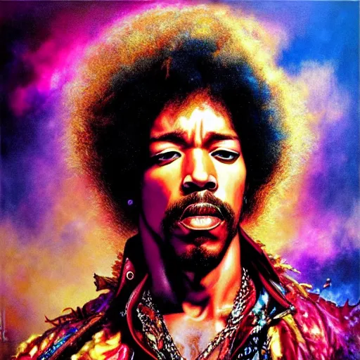 Image similar to uhd photorealistic portrait of ryan reynolds as jimi hendrix, by amano, ayami kojima, greg rutkowski, lisa frank, mark brooks, and karol bak, masterpiece, cinematic composition, dramatic pose, studio lighting, correct face, hyperdetailed, intricate details