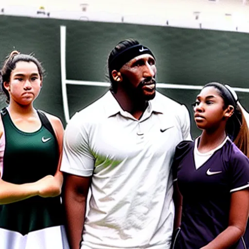 Image similar to ray lewis coaching high school girls tennis, promotional photograph