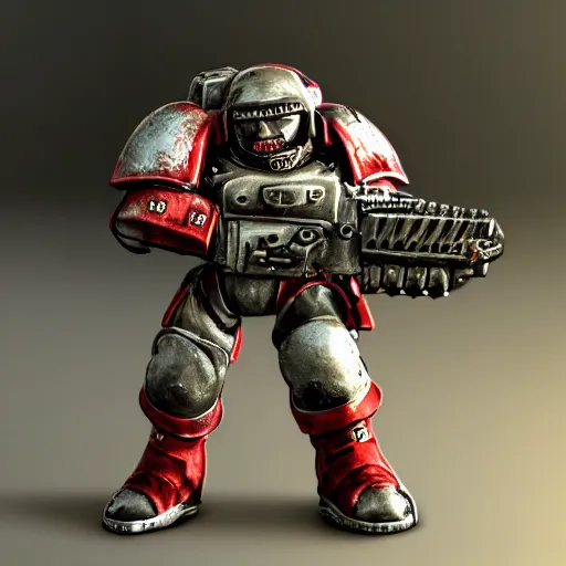 Image similar to heavy armor soldier wearing space marine like armor but in real life, walking in a river of blood full of human bloody dead bodies and human parts, shooting with his gun, explosions in background, painting style