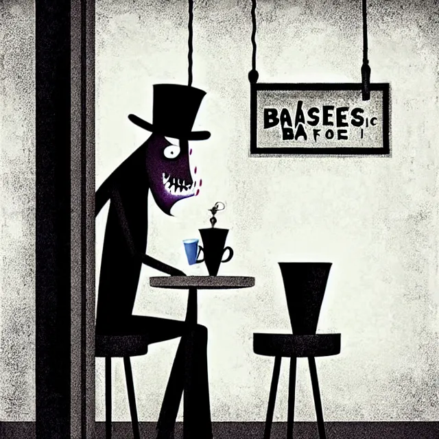 Prompt: epic professional digital art of the Babadook as a depressed barista behind he counter of an old dingy brutalist diner, best on artstation, cgsociety, wlop, Behance, pixiv, astonishing, impressive, outstanding, epic, cinematic, stunning, gorgeous, concept artwork, much detail, much wow, masterpiece.